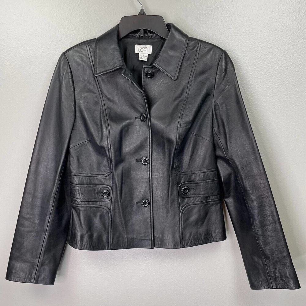 LOFT Charcoal Leather Jacket